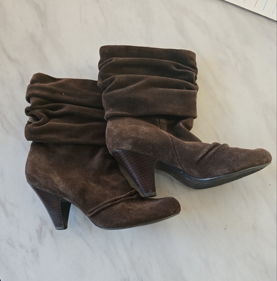 Jessica Simpson Boots Womens Sz 9B Brown Suede Mid Calf Heels Comfty - Picture 9 of 15